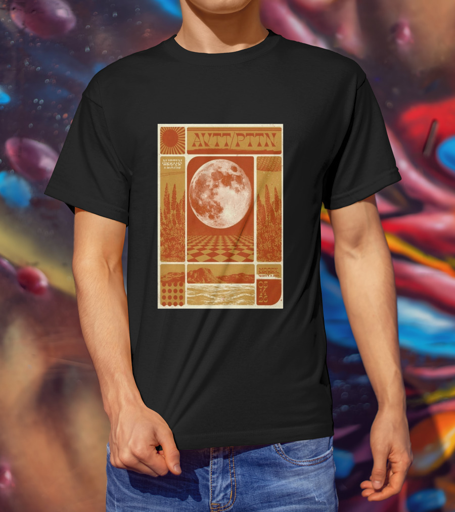 The Avett Brothers AWT PTTN Moon Checkered Austin Texas Moody Center May 14 2026 T-Shirt