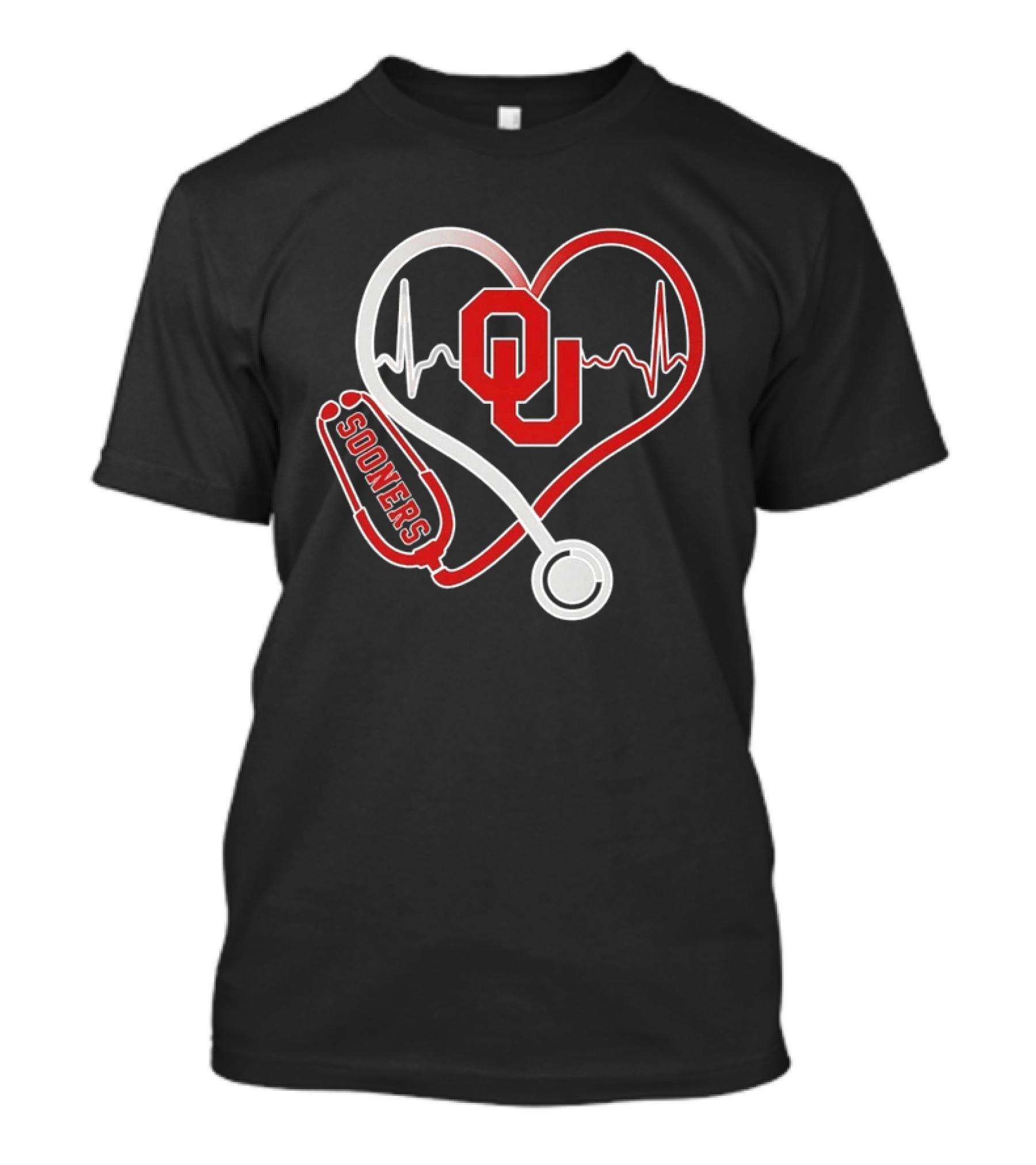 Oklahoma Sooners Heartbeat Nurse Love Stethoscope T-Shirt