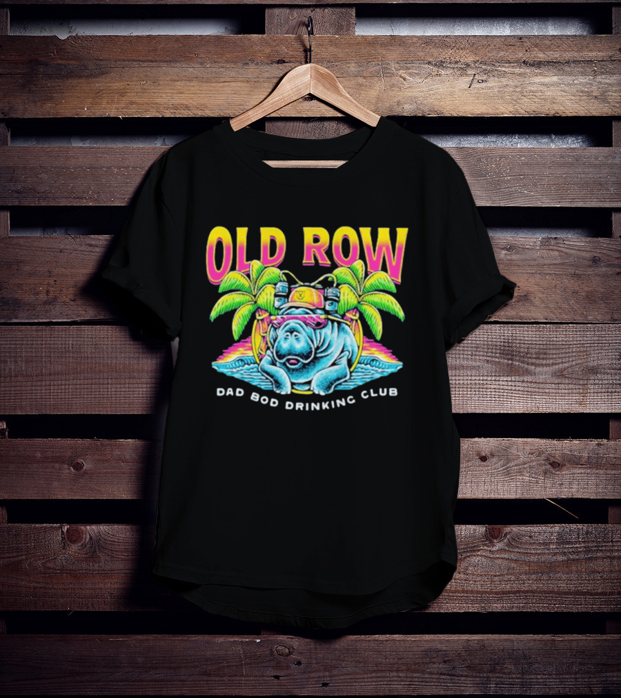 Old Row Dad Bod Drinking Club Manatee Tropical Palm Tree T-Shirt