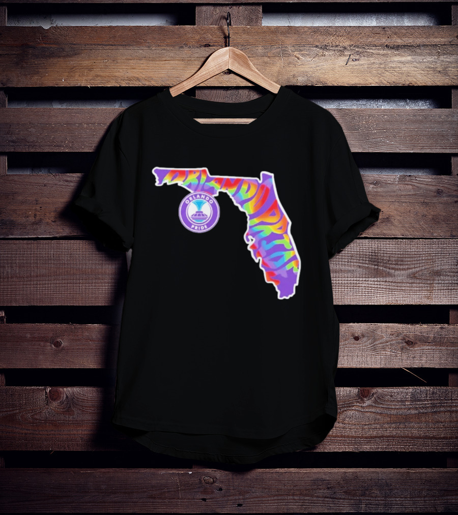 Orlando Pride Groovy Rainbow Florida Map T-Shirt