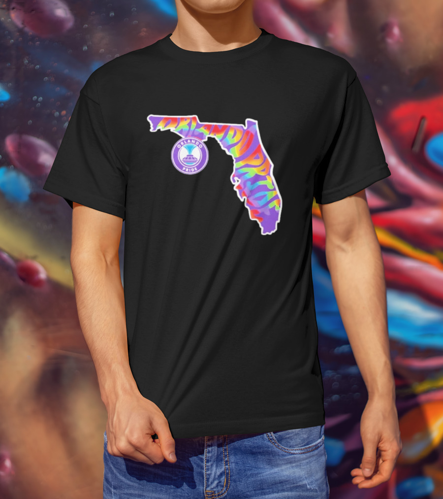Orlando Pride Groovy Rainbow Florida Map T-Shirt