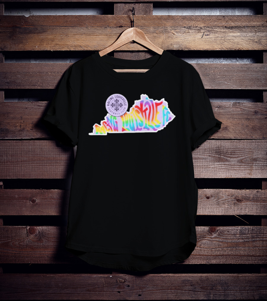 Racing Louisville FC Pride Kentucky State Map Groovy T-Shirt