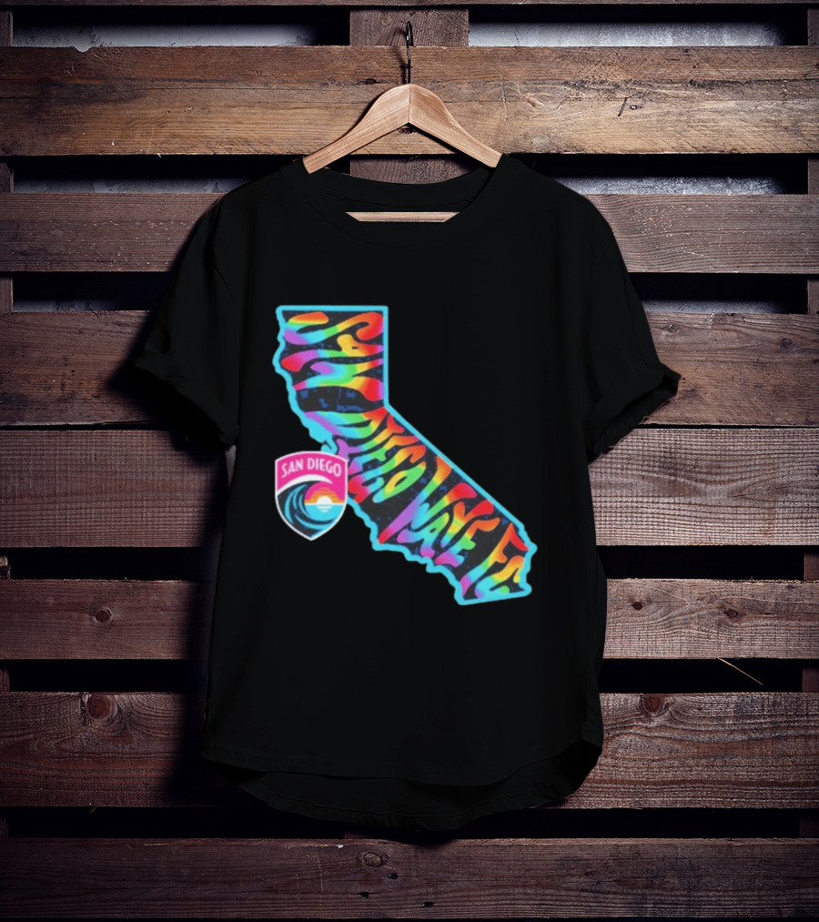 San Diego Wave FC Groovy Pride California Map T-Shirt