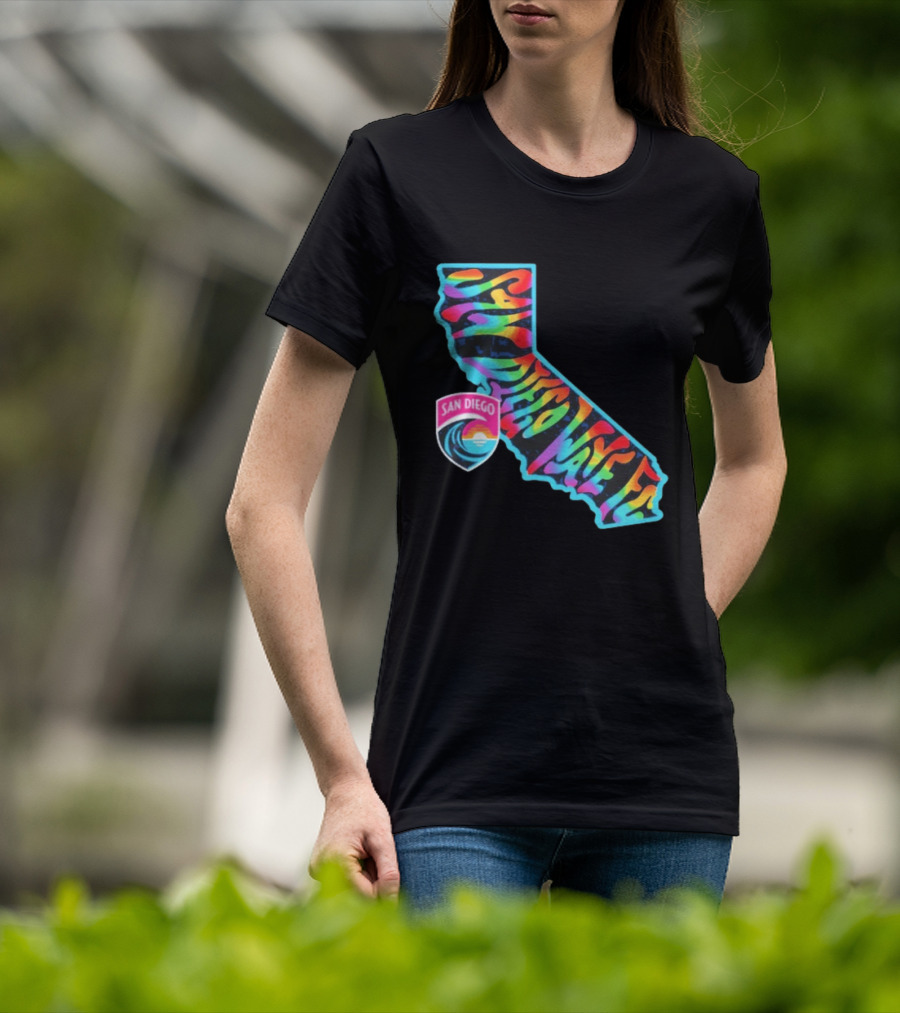 San Diego Wave FC Groovy Pride California Map T-Shirt