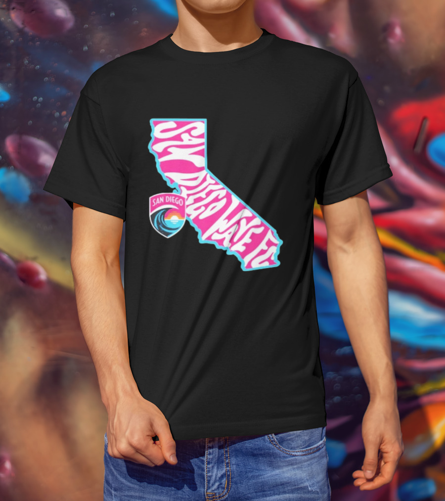 San Diego Wave FC Groovy California Pink State T-Shirt