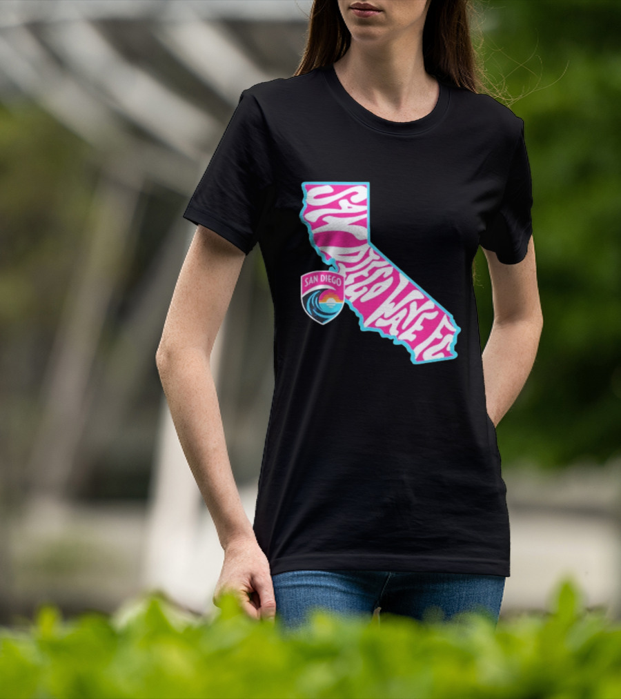San Diego Wave FC Groovy California Pink State T-Shirt