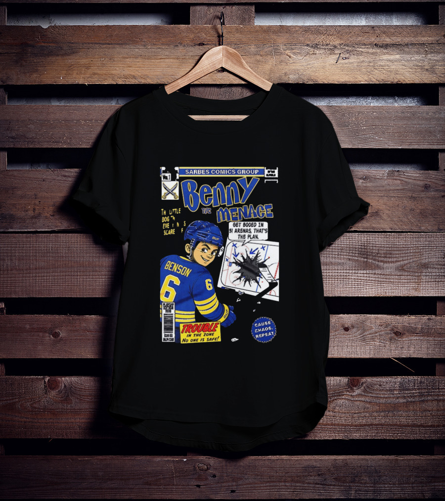 Sarbes Comics Benny The Menace Zach Benson Trouble Buffalo Sabres Hockey T-Shirt