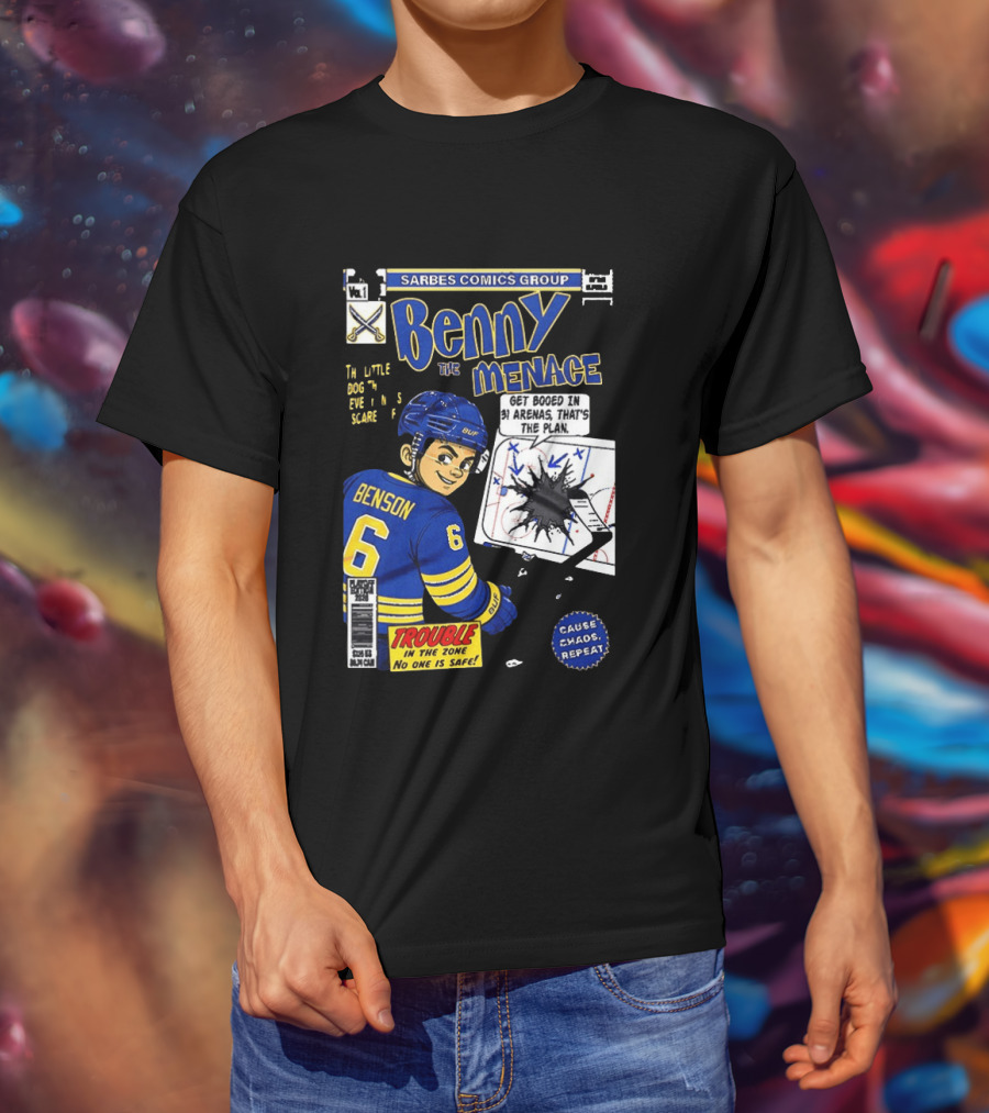 Sarbes Comics Benny The Menace Zach Benson Trouble Buffalo Sabres Hockey T-Shirt