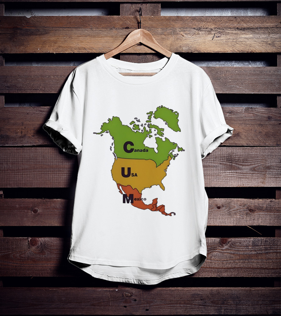 Canada USA Mexico Map CUM Bold Letters T-Shirt