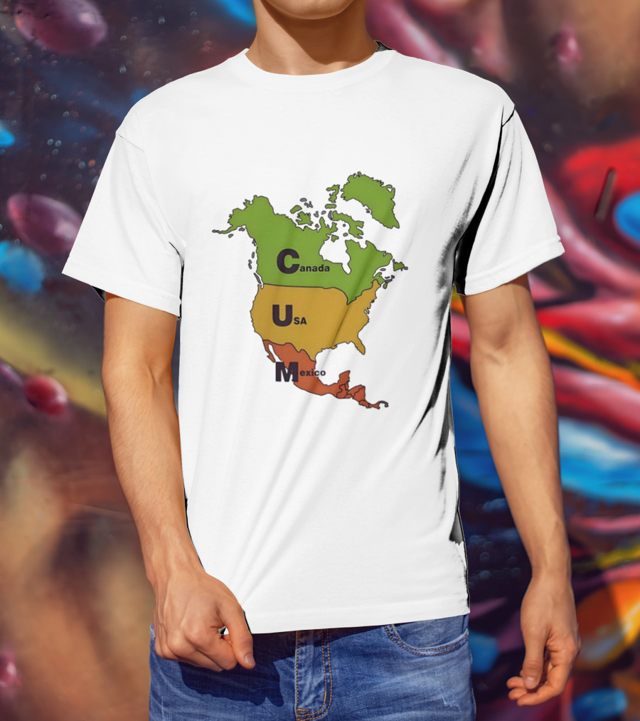 Canada USA Mexico Map CUM Bold Letters T-Shirt