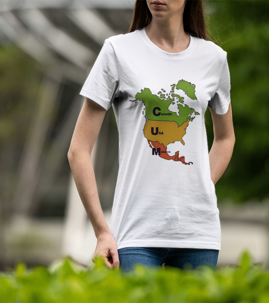 Canada USA Mexico Map CUM Bold Letters T-Shirt