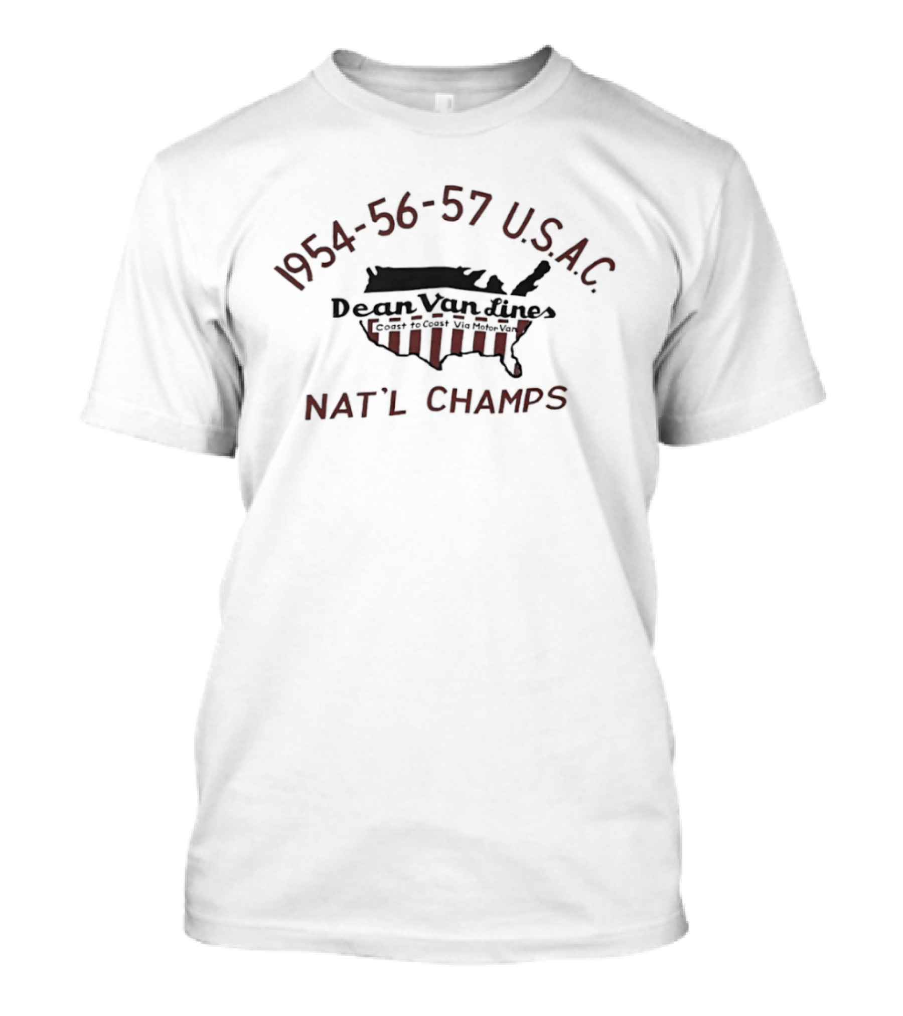 1954 56 57 USAC Dean Van Lines Nat'l Champs Vintage Racing Team American Flag Map T-Shirt