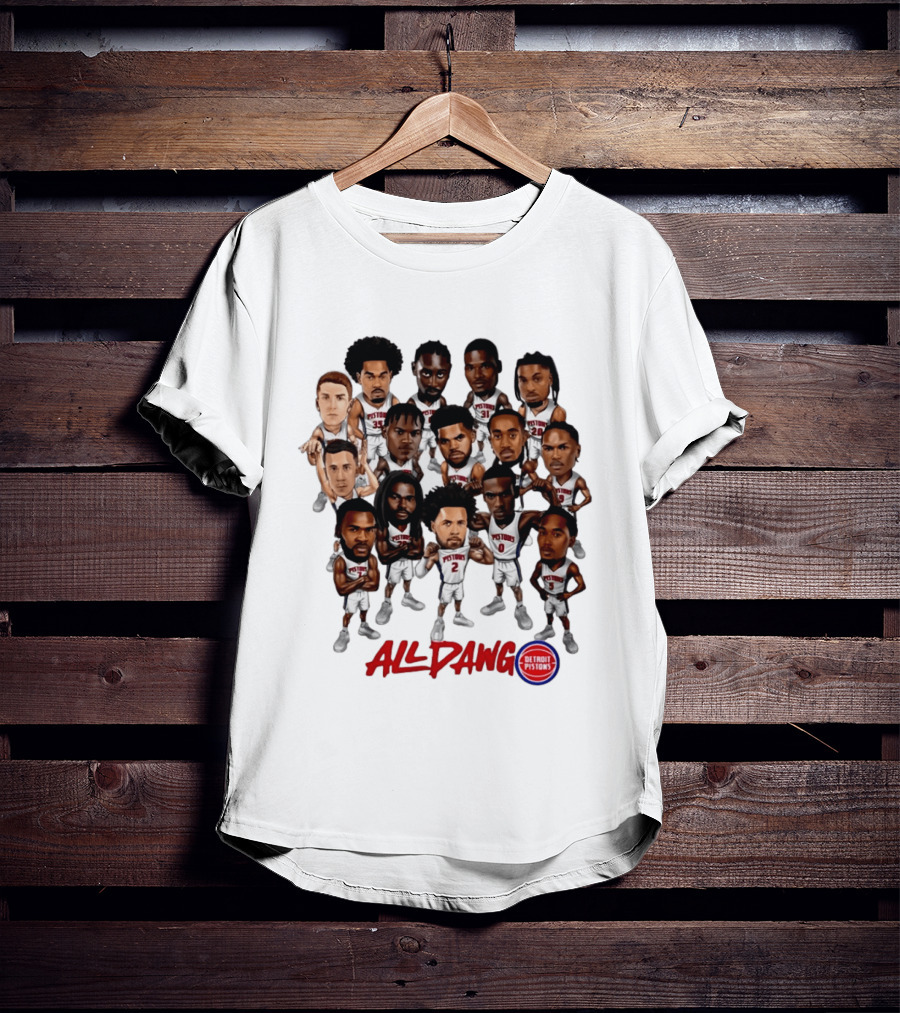 Detroit Pistons All Dawg Team Caricature Players T-Shirt