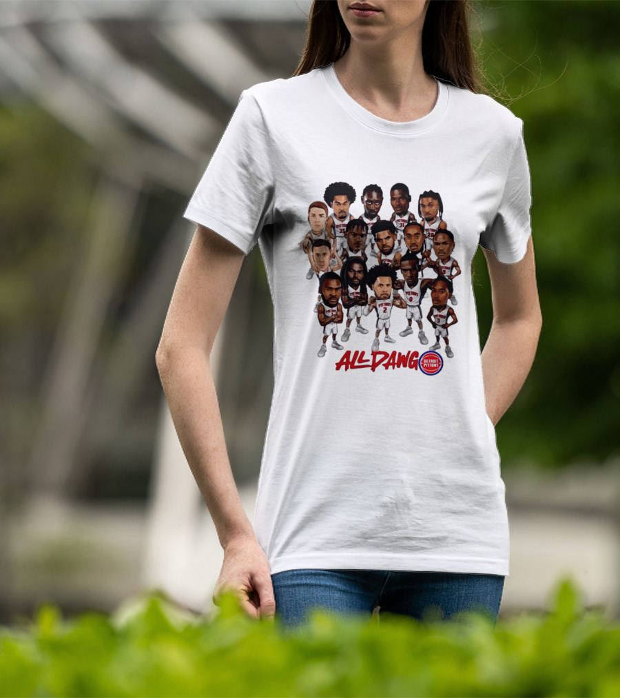 Detroit Pistons All Dawg Team Caricature Players T-Shirt