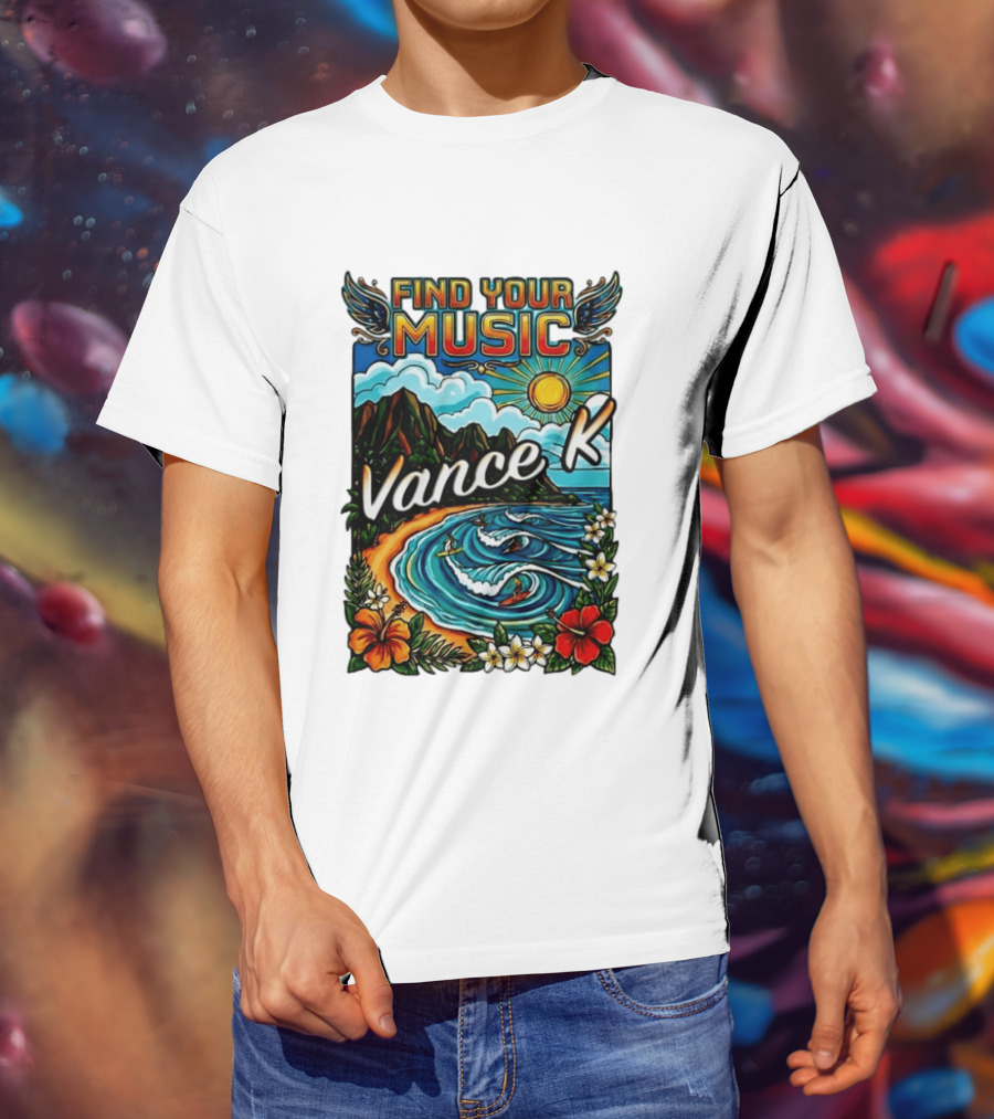 Find Your Music Vance K Tropical Surfing Paradise T-Shirt