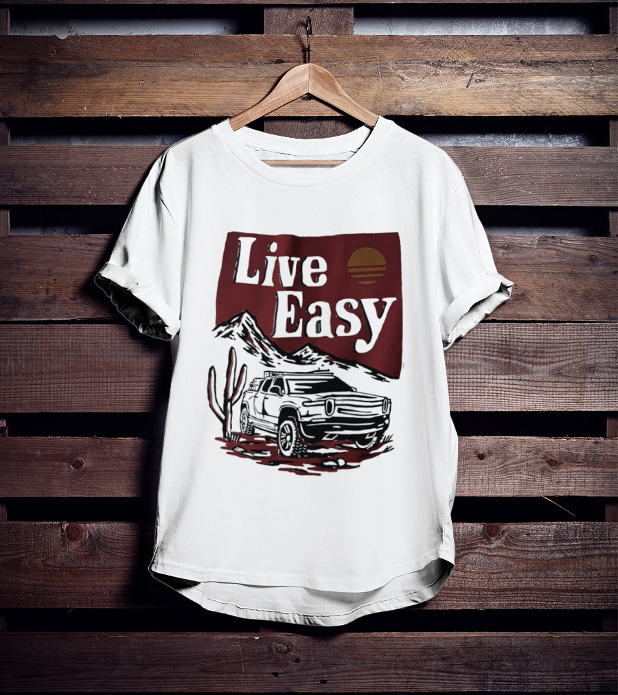 Live Easy Bronco Car Desert Adventure Sunset T-Shirt