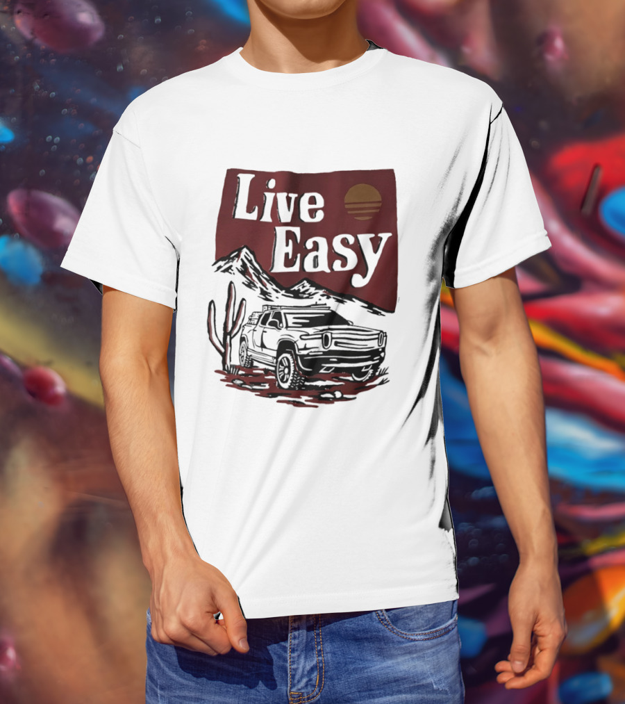 Live Easy Bronco Car Desert Adventure Sunset T-Shirt