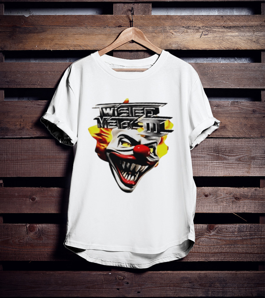 Twisted Metal III Sweet Tooth Clown Face Fiery Hair T-Shirt