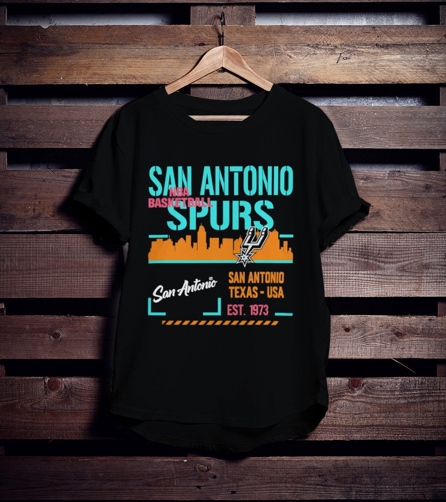 San Antonio Spurs Basketball Skyline Texas USA Est 1973 T-Shirt