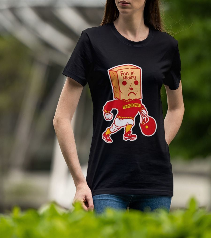 Washington Commanders Fan In Hiding Paper Bag Football Humor T-Shirt