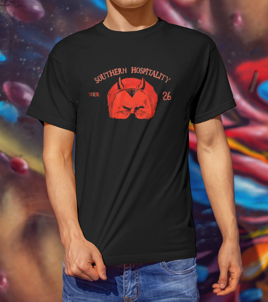 Southern Hospitality Tour 26 Devil Mask Red Horns T-Shirt