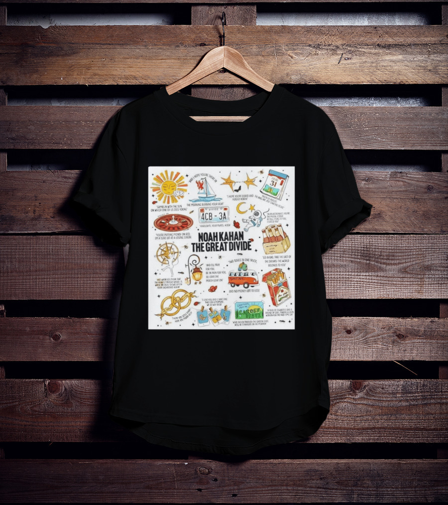 Noah Kahan The Great Divide Album Art Lyric Doodle August 31 Highlights T-Shirt