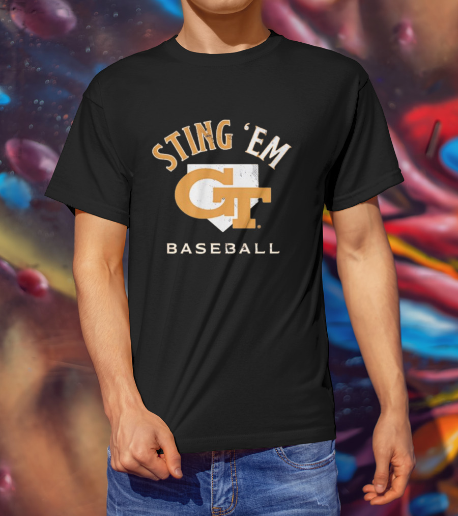 Georgia Tech Yellow Jackets Sting 'Em GT Baseball Home Plate T-Shirt