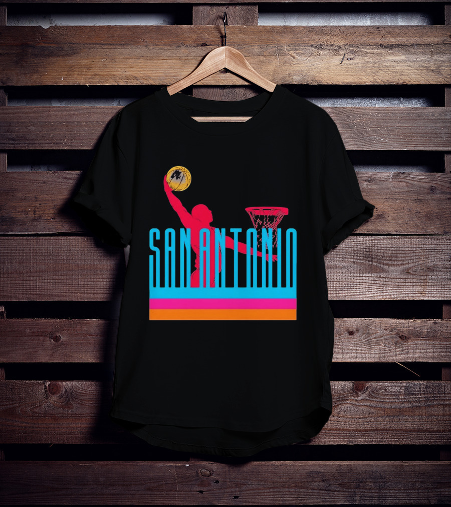 San Antonio Basketball Dunking Pink T-Shirt