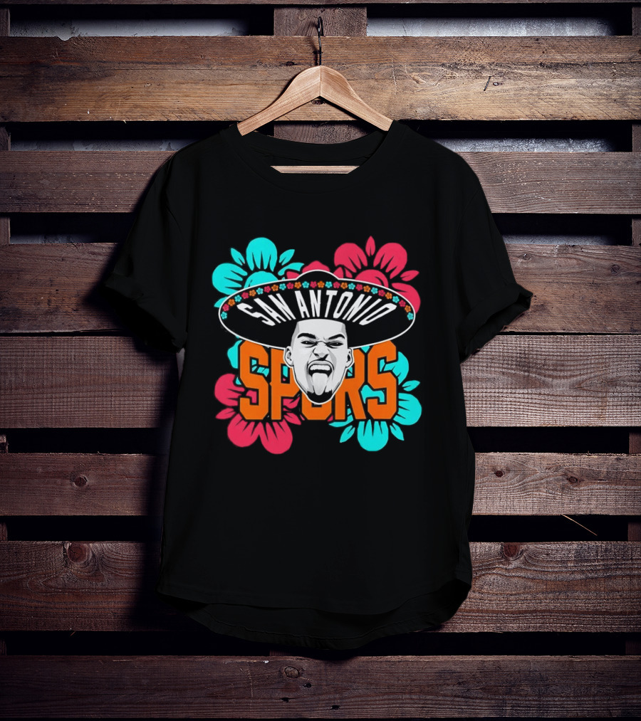 San Antonio Spurs Victor Wembanyama Sombrero Flowers T-Shirt