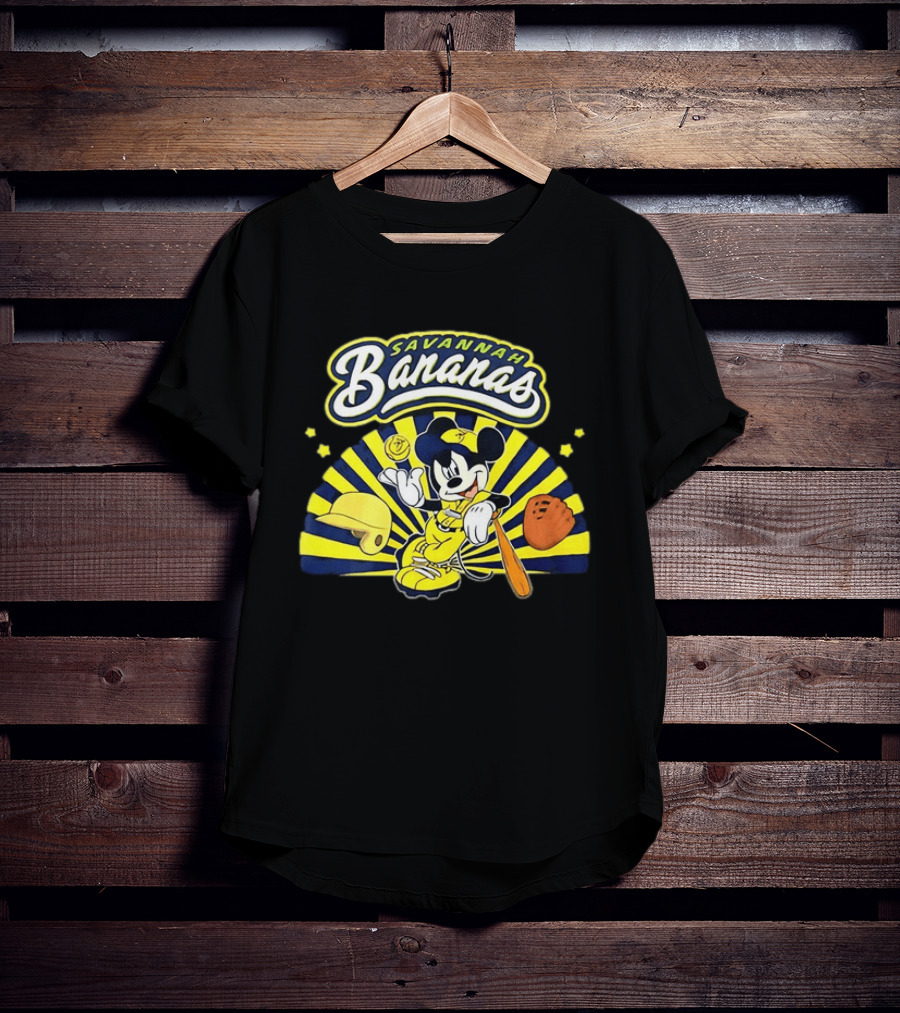 Savannah Bananas Mickey Mouse Baseball Team Sports Fan T-Shirt