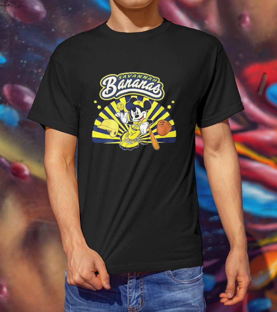 Savannah Bananas Mickey Mouse Baseball Team Sports Fan T-Shirt
