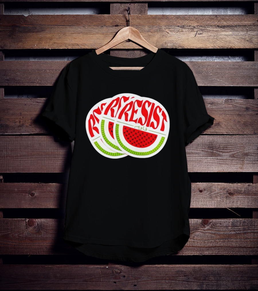 Watermelon Keffiyeh Resist Free Palestine Arabic Text قاوم T-Shirt