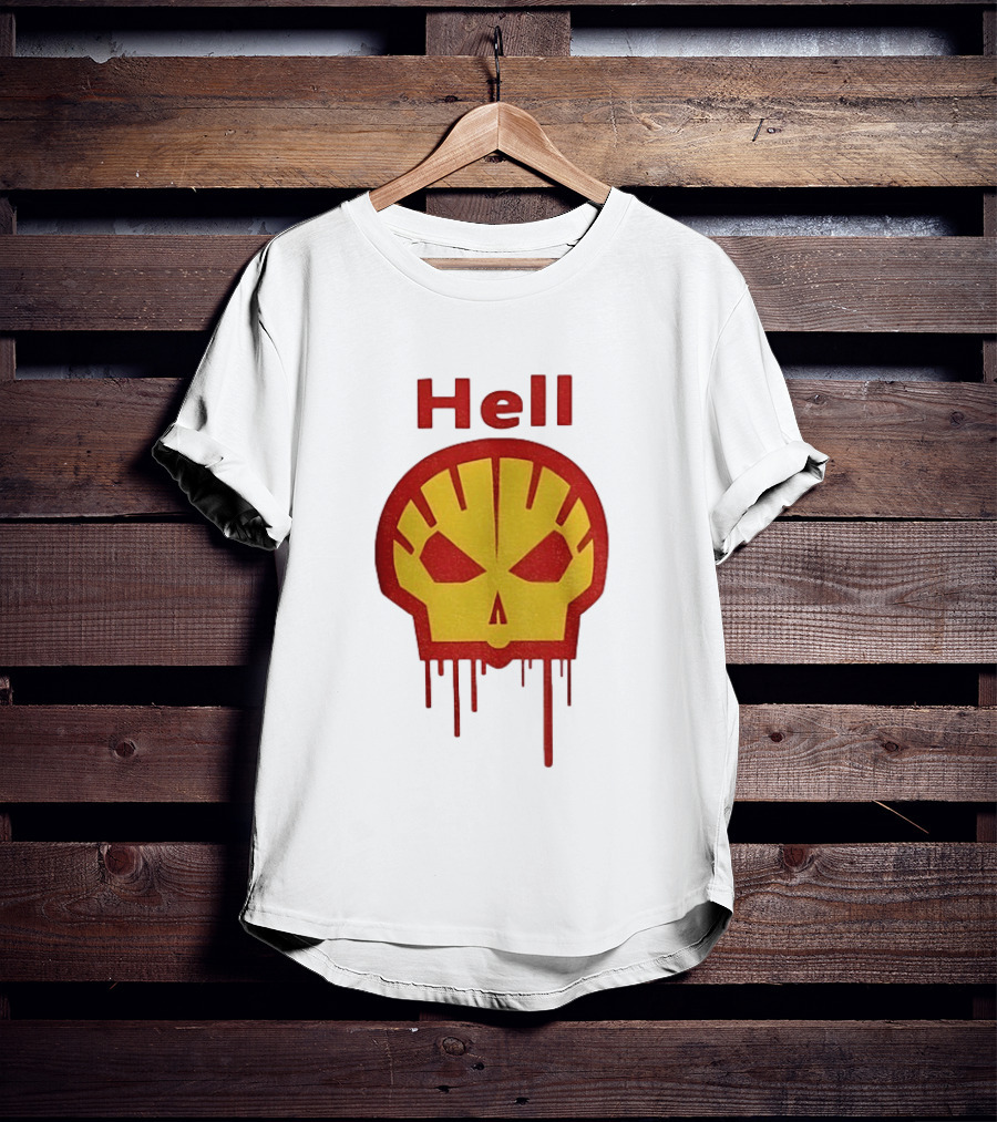 Hell Shell Dripping Skull Icon Red Yellow T-Shirt