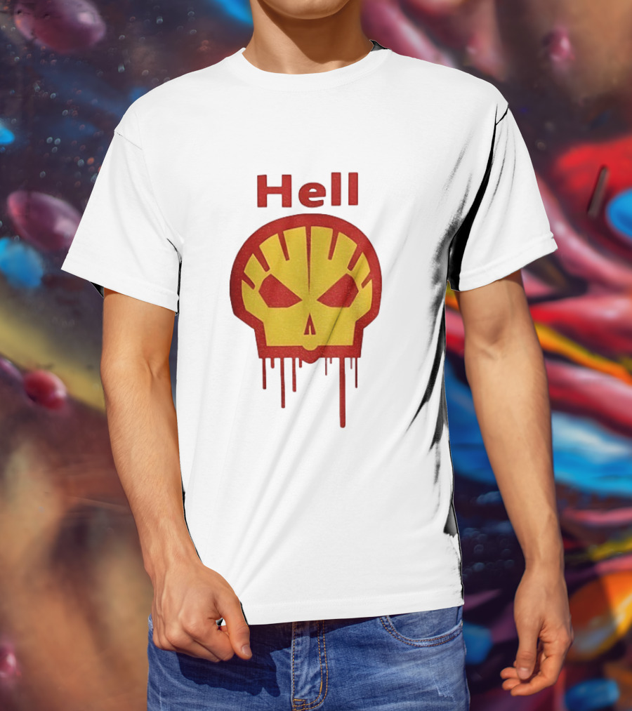 Hell Shell Dripping Skull Icon Red Yellow T-Shirt