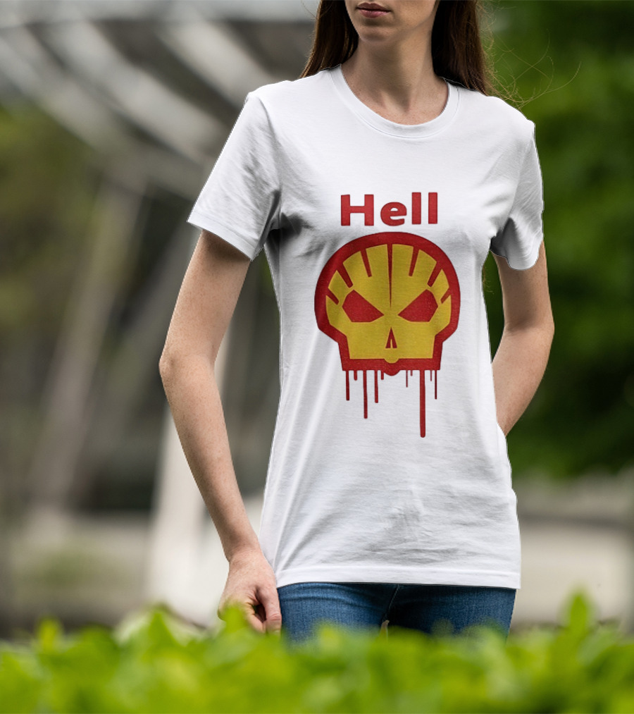 Hell Shell Dripping Skull Icon Red Yellow T-Shirt