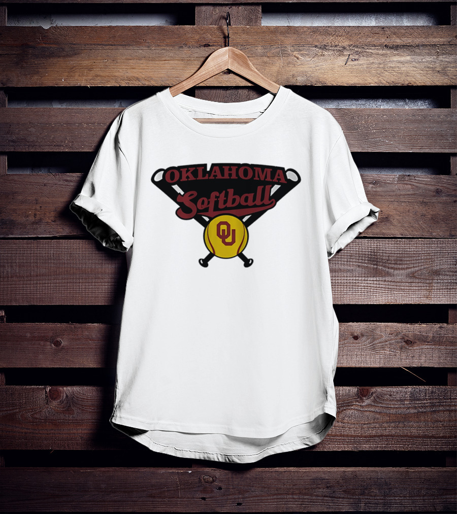 Oklahoma Softball OU Crossed Bats Yellow Ball T-Shirt