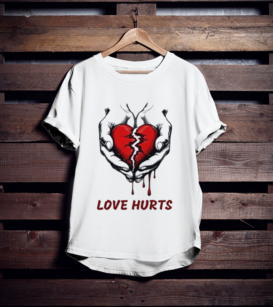 Love Hurts Bleeding Broken Heart Emotional Expression T-Shirt