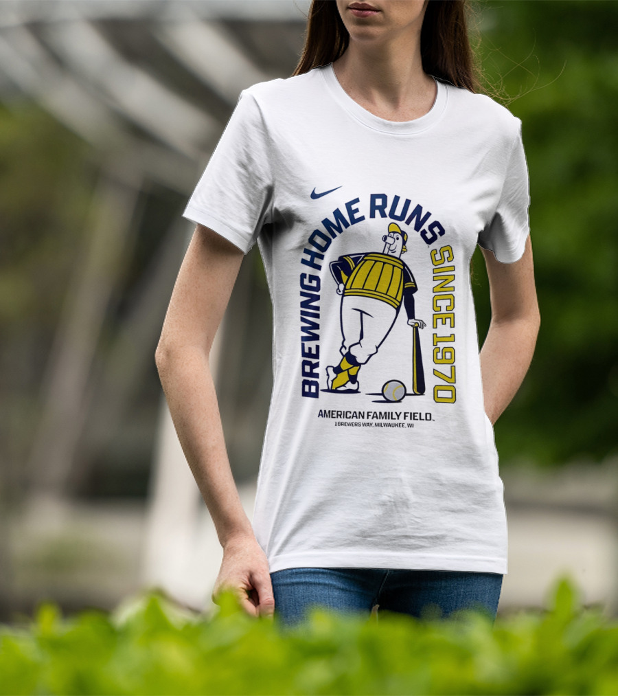 Nike Brewing Home Runs Since 1970 American Family Field Milwaukee Brewers T-Shirt