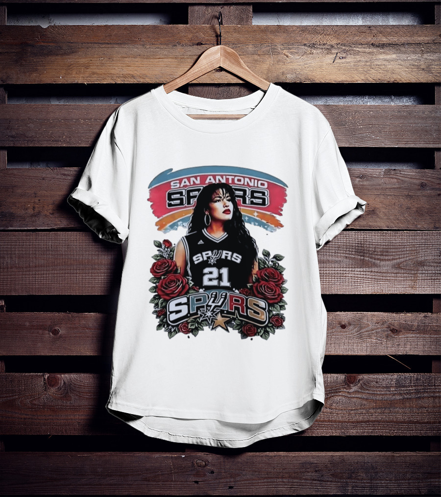 San Antonio Spurs 21 Selena Quintanilla Roses T-Shirt