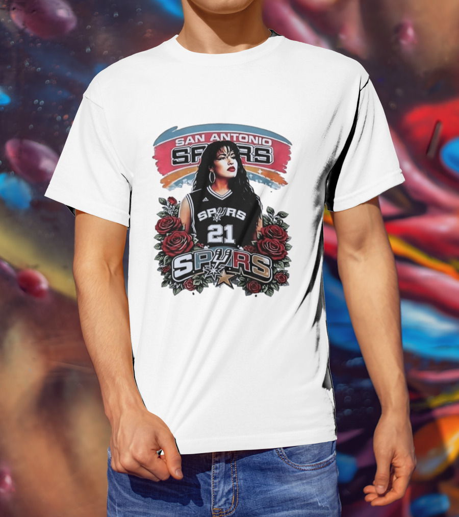 San Antonio Spurs 21 Selena Quintanilla Roses T-Shirt