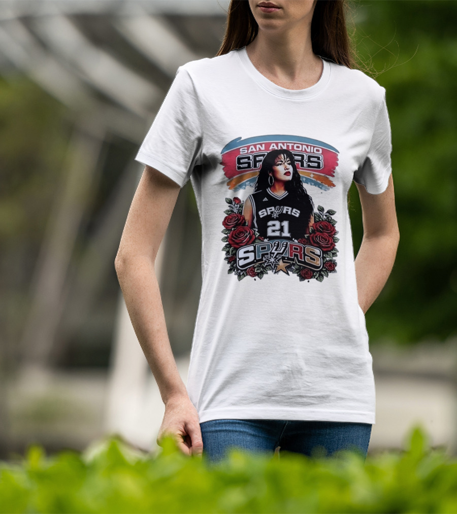 San Antonio Spurs 21 Selena Quintanilla Roses T-Shirt