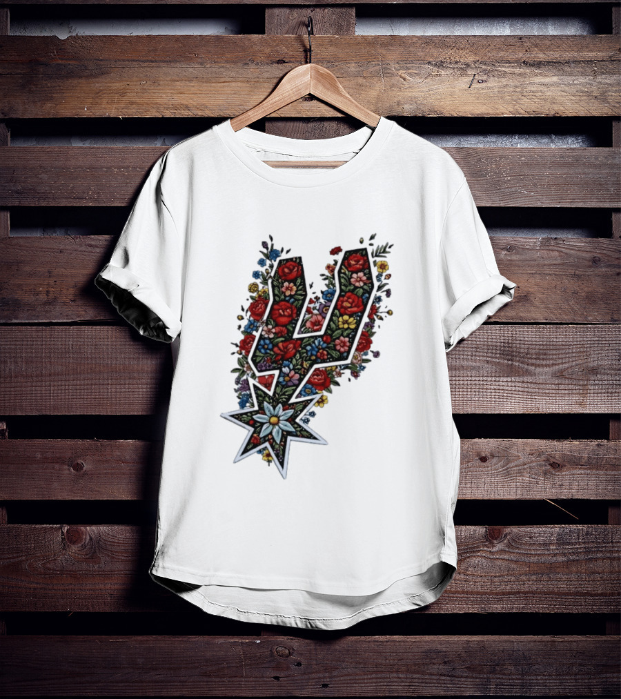 San Antonio Spurs Floral Rose Garden Spurs Team T-Shirt