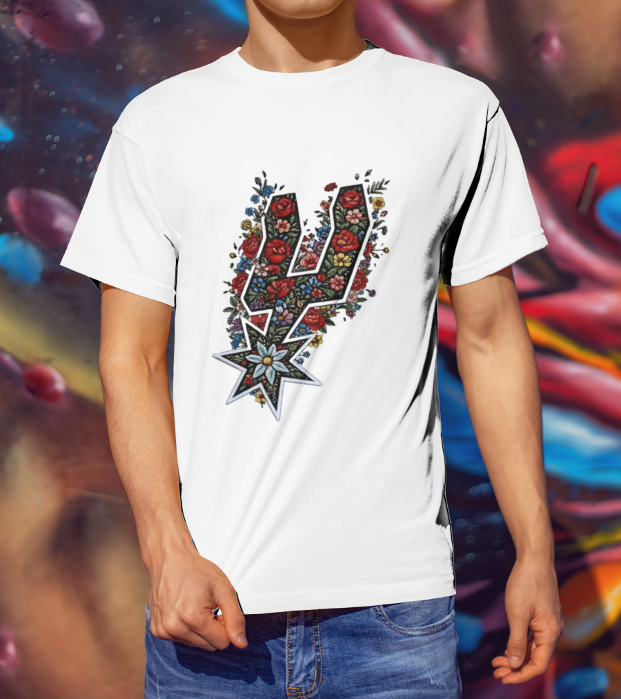 San Antonio Spurs Floral Rose Garden Spurs Team T-Shirt
