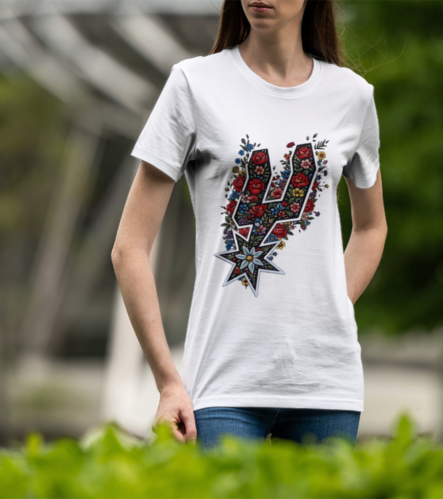 San Antonio Spurs Floral Rose Garden Spurs Team T-Shirt