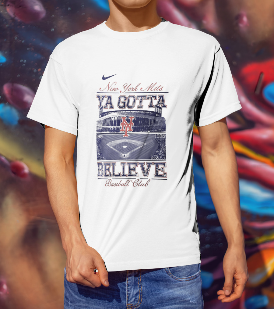 New York Mets Ya Gotta Believe Baseball Club 1969 1986 Nike T-Shirt