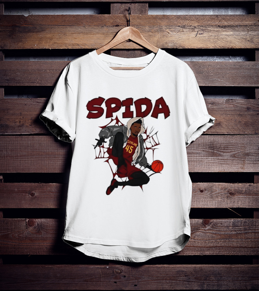 SPIDA Cleveland 45 Donovan Mitchell Basketball Spider Web T-Shirt