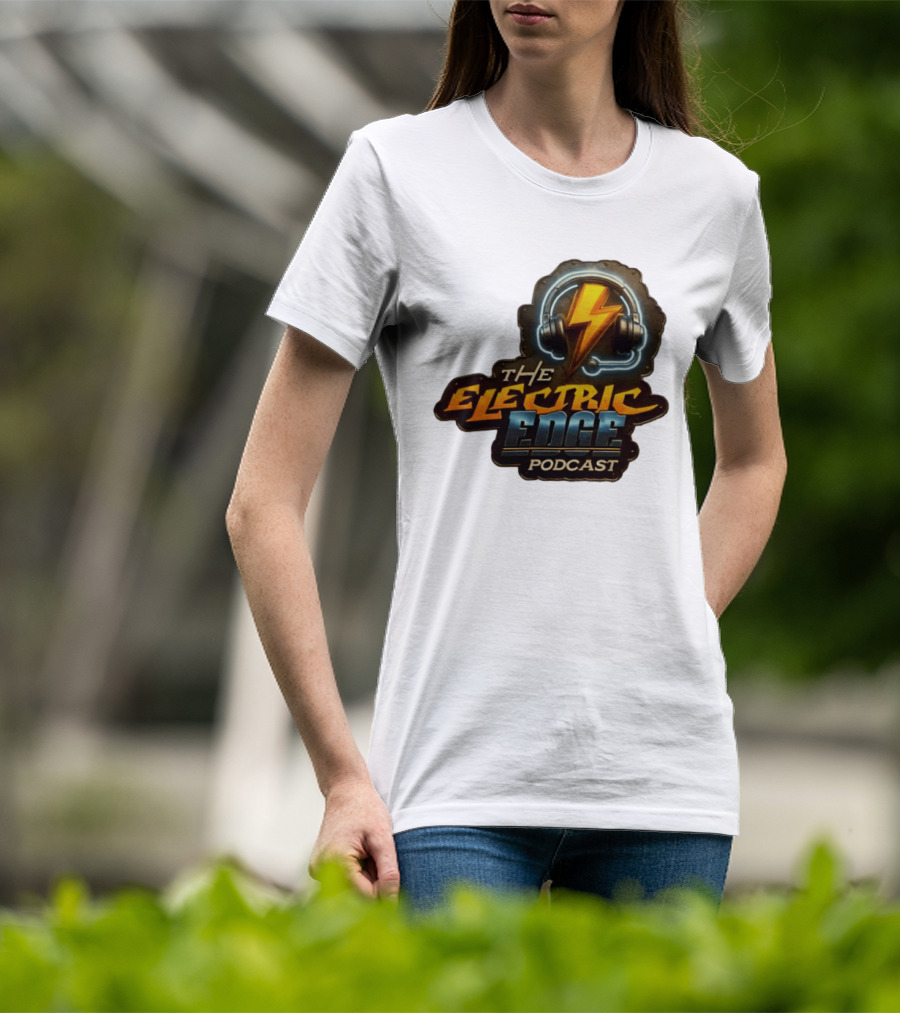 The Electric Edge Podcast Headphone Lightning Bolt T-Shirt