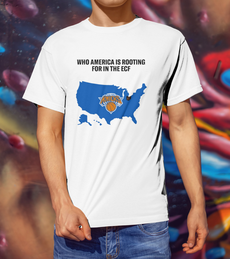 Who America Is Rooting For In The ECF Knicks USA Map Basketball T-Shirt