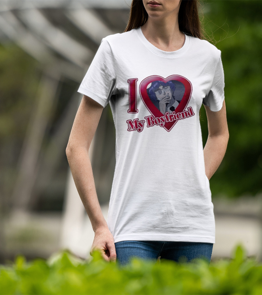 I Love My Boyfriend Heart Anime Style Wolf Keum Wind Breaker T-Shirt