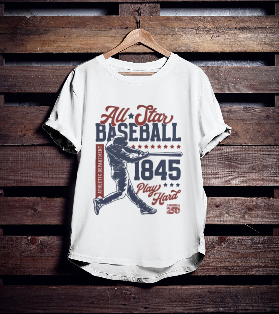 All Star Baseball 1845 Player Red Blue T-Shirt